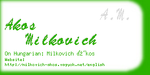 akos milkovich business card
